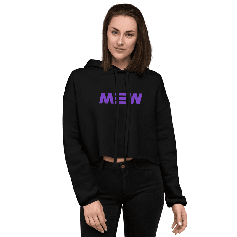 Mew Crop Hoodie Purple Text