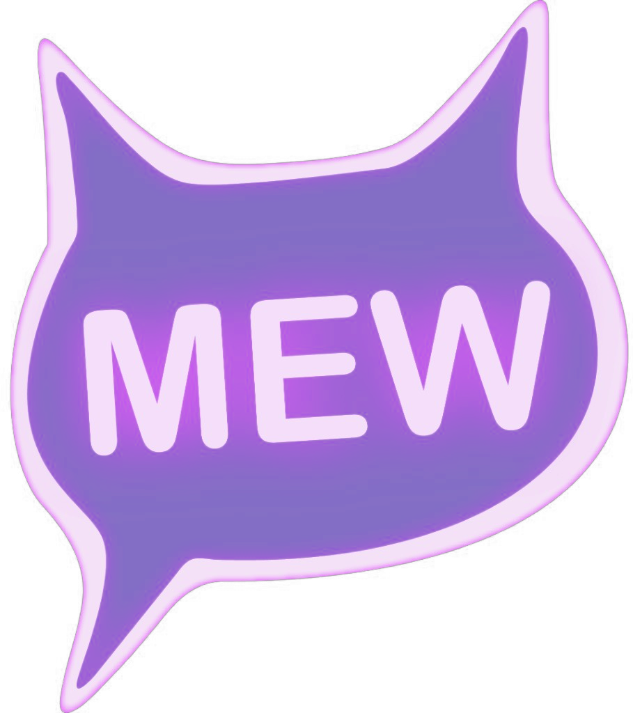 Just Mew — neon cat speech-bubble logo